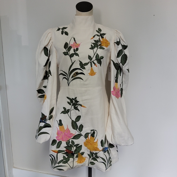 Agua by Agua Bendita Dresses & Skirts - Agua by Agua Bendita Guaba Ranas Embroidered Linen Statement Dress